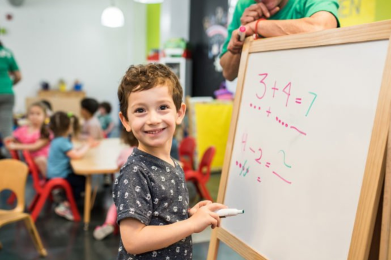 Resized boy doing math